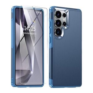 NIB Dark Blue S25 Galaxy Ultra Case with Tempered Glass Screen Protector